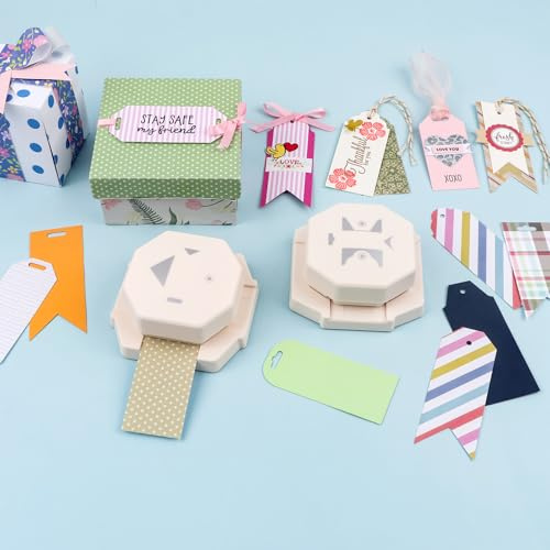 Juego de 2 perforadoras de etiquetas 4 en 1 para manualidades de papel, perforadoras de esquina de etiquetas de 4 cm/3 cm/2 cm para manualidades, 8 formas de tarjetas, cortador de esquinas, proyectos