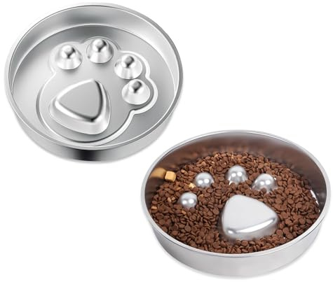 2 Pcs Metal Slow Feeder Dog Bowl, Stainless Steel Dog Bowls to Slow Down Eating Large Pet Food Bowls with Anti-Slip for Small Medium Large Dogs(22 cm)