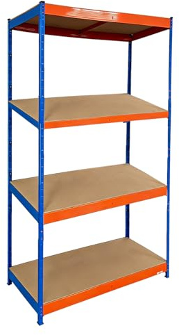 COZYBRITE Shelving Units Garage 4 Tier Heavy Duty Racking Shed Storage Shelf Metal Boltless 400kg Per Shelf Capacity for Warehouse Industrial Workshop 90x60x180cm