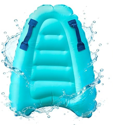 mizikuu Aufblasbares Bodyboard, Aufblasbares Schwimmbrett mit Griffen Tragbares Bodyboard Kinder Surfboard Pool Lernen Hilfsmatte Faltbar Schwimmenboard für Strandsurfen Pool, 67 x 52 x 14 cm