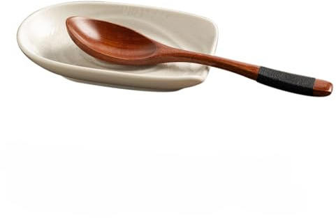 Poggiamestolo in Ceramica Bianco,porta cucchiaino da caffè,Lavabile in Lavastoviglie, Porta Mestoli e Posate da Cucina, Repose per Cucchiai, Spatole e Utensili, per Piano Cottura e Tavolo(Bianco,13cm)