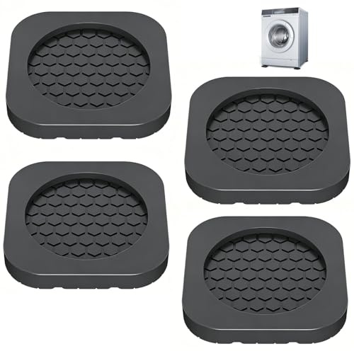 4 PCS Anti Vibration Pads for Washing Machine, Black Non Slip Rubber Feet