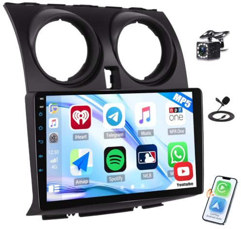 Car Stereo for Nissan Qashqai 2006-2013 with Wireless CarPlay Android Auto, Built-in YouTube, 9 HD IPS Touchscreen Car Radio with Backup Camera, Bluetooth, Mirror Link, FM RDS, EQ, USB (Low-End)