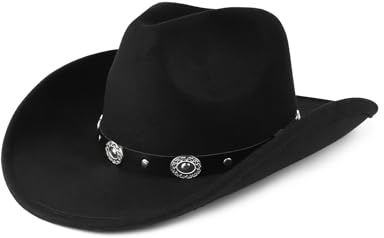 Feng Shui， S/M/L/XL/XXL Western Cowboyhattar Herr för stora/små huvuden, Filtmössa med bred brättad, Trilby Fedora-hatt med bältesspänne