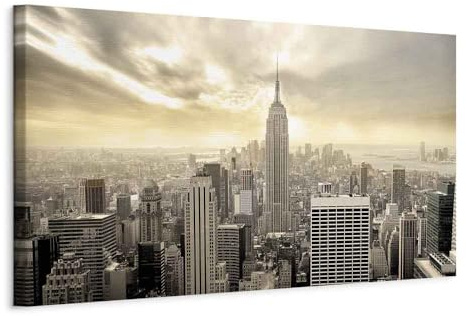 B&D XXL - Leinwandbild NY City Stadt, 135x45 cm, 1-teilig, Schlafzimmer | Hochwertige Leinwand, sofort aufhängbar, ideal fürs Wohn- oder Schlafzimmer, wasserfest und lichtecht, langlebig, stilvoll