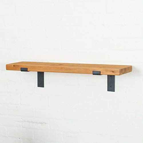 Maison Rustic Wooden Wall Shelf Industrial Wood Iron Metal Scaffold Board Style Shelves (100 cm)