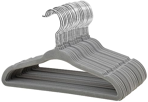 ManGotree Baby-Kleiderbügel aus Samt, Kleinkind-Kinderbügel mit Drehbarem Haken, Gekerbtes Schulter Design für Kinder und Kinderkleidung (30 Stück, Grau)