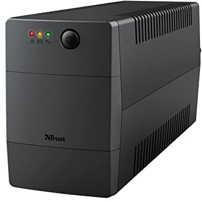 Trust Paxxon Unité d’Alimentation sans Interruption (ASI) 800 VA, 2 Prises Électriques avec Batterie, Protection Intégrée Contre Les Surcharges - Noir