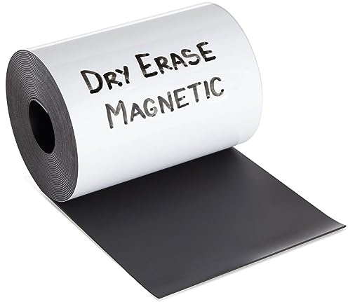 Bright Creations Roll of Magnetic Strip Dry Erase Tape - 4 in x 15 ft, White, 1 Roll - Magnetic Tape for Classroom & Office Organization - Reusable Writable Strip for Calendars & Schedules