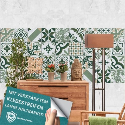 RE-COVERTILES Fliesenaufkleber für Küche und Bad 24 Stück 10x10 cm PS00090 | PVC Material, Wasserfest, Kratzfest, Wanddekoration, Selbstklebend, Made in Italy