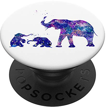 Verspielte Mama, Elefanten-Silhouette, zwei bunte Baby-Elefanten PopSockets mit austauschbarem PopGrip
