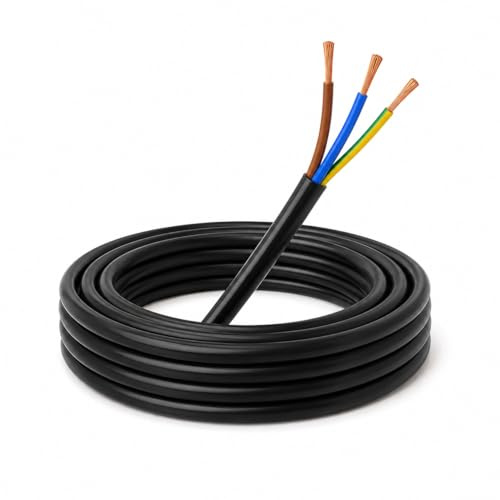 10m Stromkabel Schwarz 3x0,75 mm² 3-adrig H03VV-F PVC Elektrokabel flexible Schlauchleitung Kabel