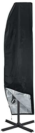 Relaxdays Copertura Protettiva per Ombrelloni, Diametro 2-4 m, Custodia, Tessuto Oxford Impermeabile, Resistente, Nero, Poliestere, 1 pz