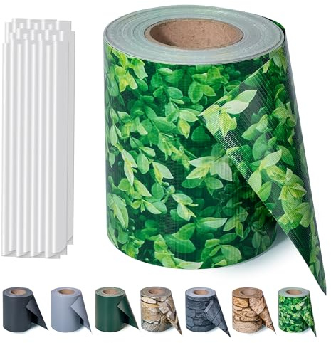 Zichaojia Sichtschutzstreifen Zaun 35 m x 19 cm inkl.20 Clips, PVC Sichtschutz Zaunfolie Sichtschutzstreifen Doppelstabmatten für Gartenzaun (35 m x 19cm, Buchsbaum)