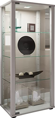 VCM Standvitrine 50x38x115 cm 2 Türen 4 Fächer Glas Holzwerkstoff | Schauraum für Bücher und Andenken - als Blickfang im Wohnbereich - für Wohnungen und Büros - hochwertige Verarbeitung
