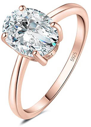 JewelryPalace Oval Shape 1ct 2ct Cubic Zirconia Solitaire Engagement Rings for Women, Classic 925 Sterling Silver Promise Ring for Her, Simulated Diamond Anniversary Wedding Ring VVS D-F