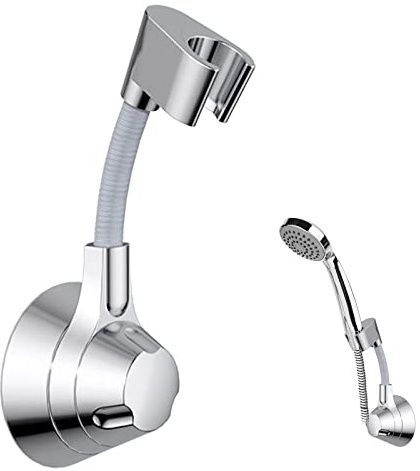 Supporto per soffione doccia senza foratura, girevole a 360°, supporto per doccia regolabile senza foratura, supporto per soffione doccia senza fori