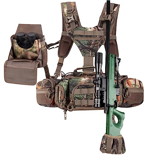 BLISSWILL Jagd-Rucksack, Jagd-Gürteltasche für Herren, mit Gurttasche, Schulterunterstützte Hüfttasche, Jagdrucksack für Bogengewehr, Jagdgeschenke, New Leaf Camo mit Fernglas-Packung, Classic