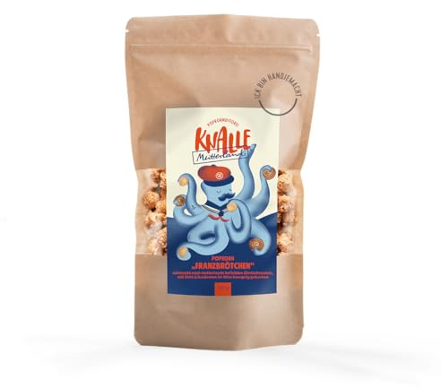 Popkornditorei Knalle - Franzbrötchen Popcorn Snack - knusprig duftend gebacken - handgemacht in Berlin aus besten Zutaten, 100g