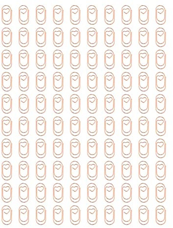 MISNODE 100 Stück Büroklammern, Tragbar, Herzförmig, Galvanisierte Metall-Büroklammern, Bürobedarf, Büroklammernhalter für Den Bürogebrauch, Heimschreibtisch für Papierkram(Roségold)