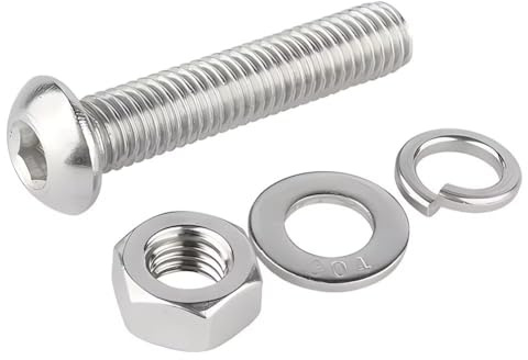 SYDARSYN Schrauben Set Edelstahl, M5x120mm Linsenkopfschrauben mit Innensechskant Maschinenschrauben Muttern und Unterlegscheiben Sortiment Kit (4 Stück)