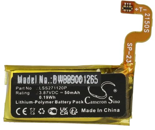 vhbw Akku kompatibel mit Fitbit Luxe Smartwatch Uhr Fitnessarmband (50 mAh, 3,87 V, Li-Polymer)