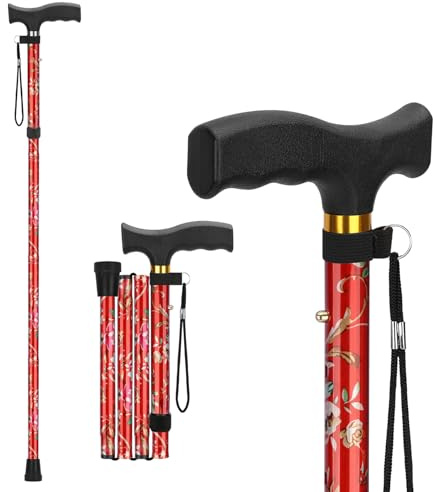 supregear Faltbarer Gehstock Herren Damen - Klappbar Höhenverstellbarer Spazierstock - Flexibler Leichter Reisestock, Zusammenklappbare Gehhilfe zur Balance Senioren