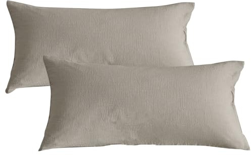 KEAYOO Musselin Kissenbezug 40x80 cm 2er aus 100% Baumwolle - Traumhaft weiche (Taupe, 40x80cm)