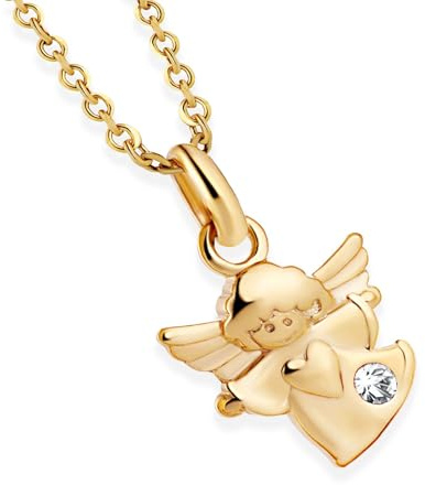 fish Kette Taufe Mädchen/Junge Silber/Gold Schutzengel Engel-Anhänger Halskette Kinder-Schmuck Tauf-Geschenk Geburt Tasche Karte und Geschenkbox Geschenk
