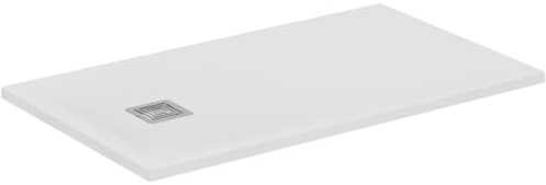 Ideal Standard - Ultra Flat S+, rechteckige Duschwanne, ultradünn, aus Kunstharz in Steinoptik, 120 x 70 cm, Ideal Solid, Ablauf kurze Seite, Weiß