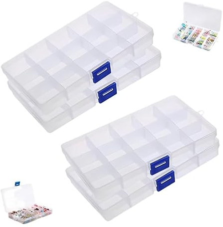 XUXIAOKJ Plastik Sortierbox, Sortierboxen für Kleinteile, Aufbewahrungsbox mit 15 Fächern Einstellbar Sortimentskasten Aufhängeloch zur Aufbewahrung von Schrauben für kleinteilebox, Perlen, Ohrringe