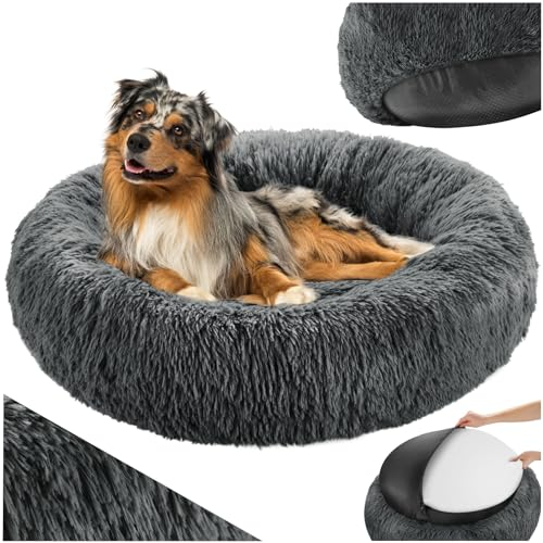 tectake® Hundebett für kleine, mittelgroße oder Grosse Hunde oder Katzenbett, Boden Hundekissen waschbar, Hundekorb flauschig, Plüsch Kissen Hundekörbchen, Hundeliege Outdoor, Hundezubehör (Ø 60cm)