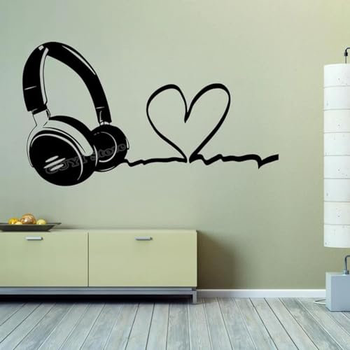 MIXUEXUNLU Musik-Liebes-Sound-Kopfhörer, DJ-Club-Wandaufkleber, Musik-Kopfhörer-Wandaufkleber, geeignet für Heimkunst-Dekoration-Wandbilder