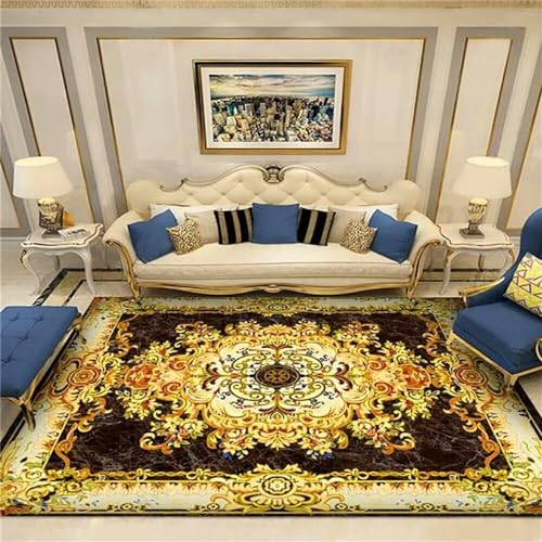 RUGMRZ Teppiche & Matten Flickenteppich Waschbar Esszimmerteppich gelbe Pflanze Blumendekoration Wohnzimmerteppich leicht zu reinigen Zimmer Deko 160X230CM