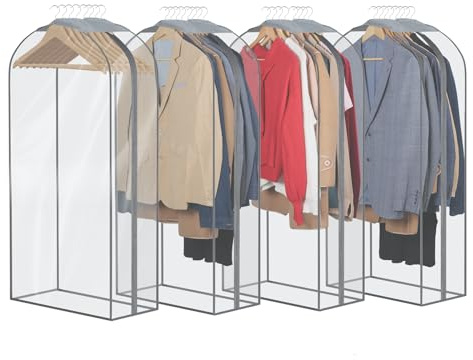 Syeeiex Sacchetti per abiti da appendere, 101,6 cm, con cerniera laterale, sacchetti per indumenti a soffietto da 25,4 cm, confezione da 4