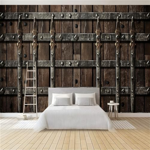 Tapete Wandbild 3D Fototapete Mittelalterliches Metallgitter Vliestapete Wandtapete Foto für Modernes Design der Fernseh Hintergrund Wand-Kunst-Deko, 400x280 Cm
