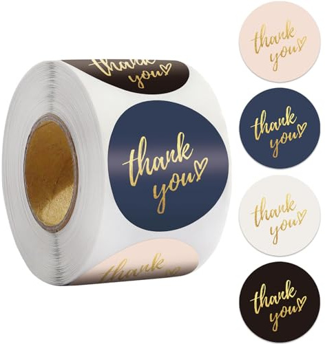 500pcs Thanks You Stickers,3.8cm/1.5inch Round Thank You Stickers Self-Adhesive Round Paper Label Sticker for Thanks You Gifts Wedding Birthday Party Bags Packaging Gift Small Paper Sticker