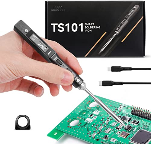 Fer à Souder TS101, 65W Fer a Souder sans fil Professionnel avec Pointe TS-I et Câble USB,LCD Température Réglable 50-400 ℃, Mini Fer à Souder électrique Portable, Entrée d'alimentation DC + PD