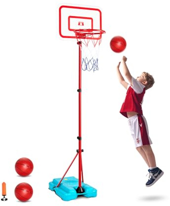 VEVOR Kids Basketball Hoop, Height Adjustable, Portable Basketball Court with Fillable Base, Indoor and Outdoor Backyard Sport Game, Toddler Basketball Toys for Kids 3-8 Years Old, Boys and Girls