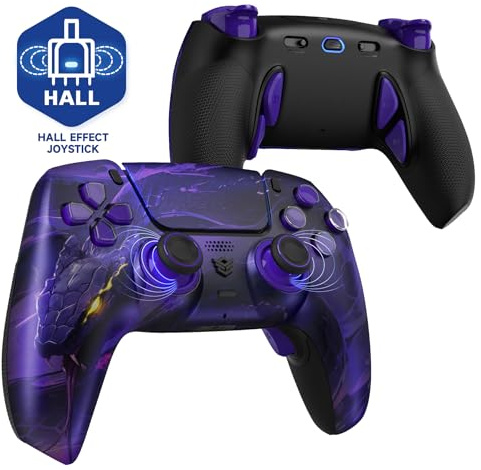 HEXGAMING PHANTOM Pro Controller with 4 Remappable Buttons, 6 Remapping Profiles, 8 Interchangeable Analog Stick, and Adjustable Triggers Compatible with ps5, PC, Mobile - Hall Effect Orochi