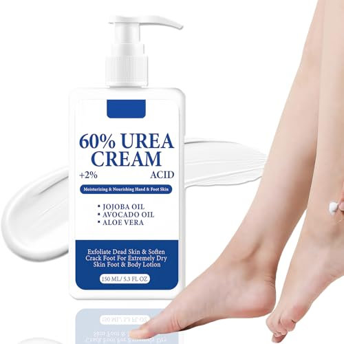 Urea Creme 60 Prozent - 150 Ml Fußcreme Für Sehr Trockene Füße - Handcreme Rissige Hände - Feuchtigkeitsspendend, Hornhautentferner Nährt Urea Fusscreme für Damen und Herren Körperpflege