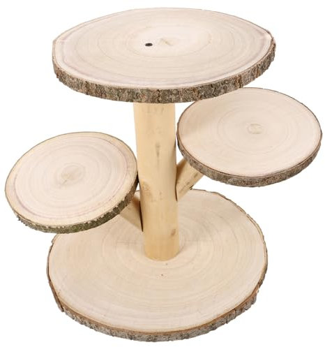 Didiseaon Présentoir à Gâteaux En Bois Porte-gâteau Présentoir à Cupcakes à 3 Niveaux Afficher De Gâteau Portion Grand Petit Support à Gâteau Rustique Dessert Présentoir à Fruits Coffee