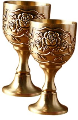 Warmhm 2pièces à Vin Vintage Blanc Verre à Whisky Décoratif Gobelet à Vin Lot de Style Ancien