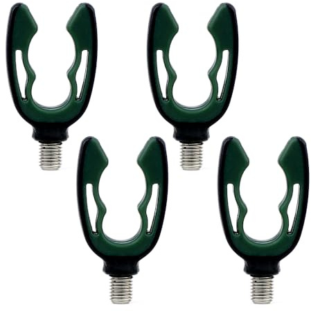 Hirisi Tackle 4 Stück Karpfenangeln Rutenauflage Kopf – Mit mittiger Gummi-Einlage – Für alle Rutenhalter – Karpfenangeln Zubehör in Schwarz-Grün – Ideal für Rutenpod und Rutenständer