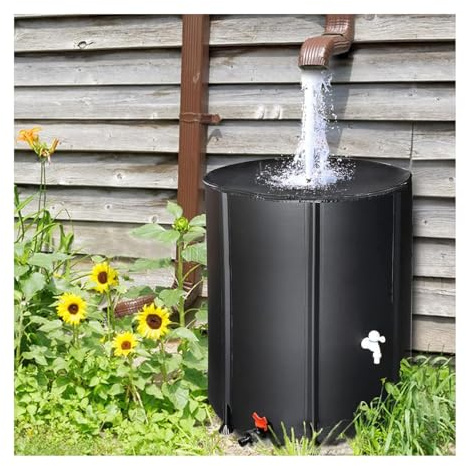 YPIOUREN Contenedor De Agua con Filtro De Grifo, Barril For Recolección De Agua De Lluvia, De PVC Engrosado, Plegable con Cremallera, For Jardín Y Patio.(Black,100L)