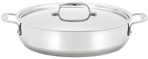 Stellar Profile 28cm Shallow Casserole Pan – 2.5L Stainless Steel Uncoated Saute Pan with Twin Handles – Induction Hob Compatible, Dishwasher & Oven Safe, Uncoated & PFAS-Free
