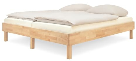 Ehrenkind® Doppelbett Plano, 180 × 200 cm FSC® Zertifiziert | Birke Lackiert | 2‑in‑1 Höhe (Bodenbett oder Standard), Modular und Höhenverstellbar