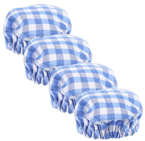 UTHCLO 4pcs Elastic Cloth Sourdough Jar Covers Reusable Unbleached Fabric Lid for Wide Mouth Jars Breathable Dustproof Seal for Baking and Kitchen Storage