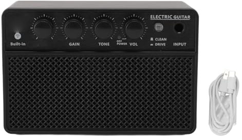 Eujgoov Tragbarer BT -Gitarrenlautsprecherverstärker, Bass -Verstärker mit 10W -Subwoofer, Wiederaufladbare Lithium -Batterie für Live -Performance Im Freien, Stilvoller Schwarz