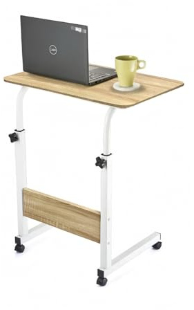 DAMDAM GO Mesa Auxiliar Ajustable con Ruedas, Mesa Portátil para Portátil o Cama – Escritorio Regulable en Altura para Sofá, Dormitorio o Balcón, Ideal para Oficina en Casa